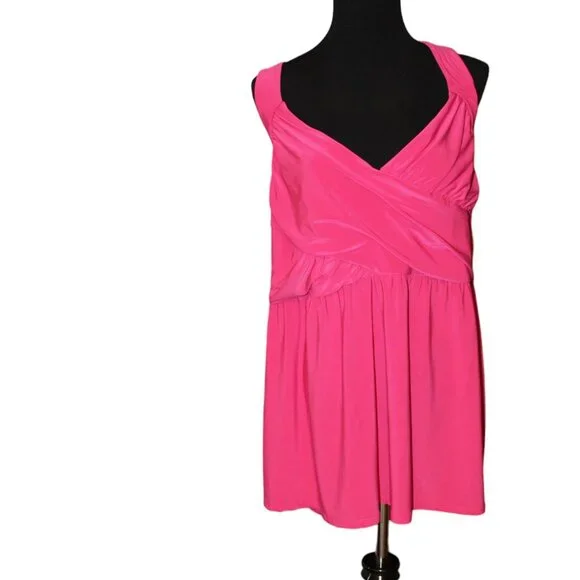 HOT PINK Fushia Raspberry Torrid Plus Size 5 Back Strappy Summer Shirt - EUC - Picture 2 of 12